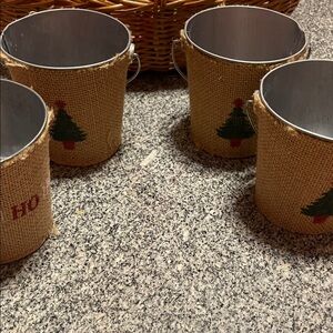 Festive Burlap Christmas Buckets